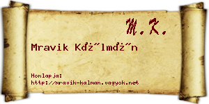 Mravik Kálmán névjegykártya